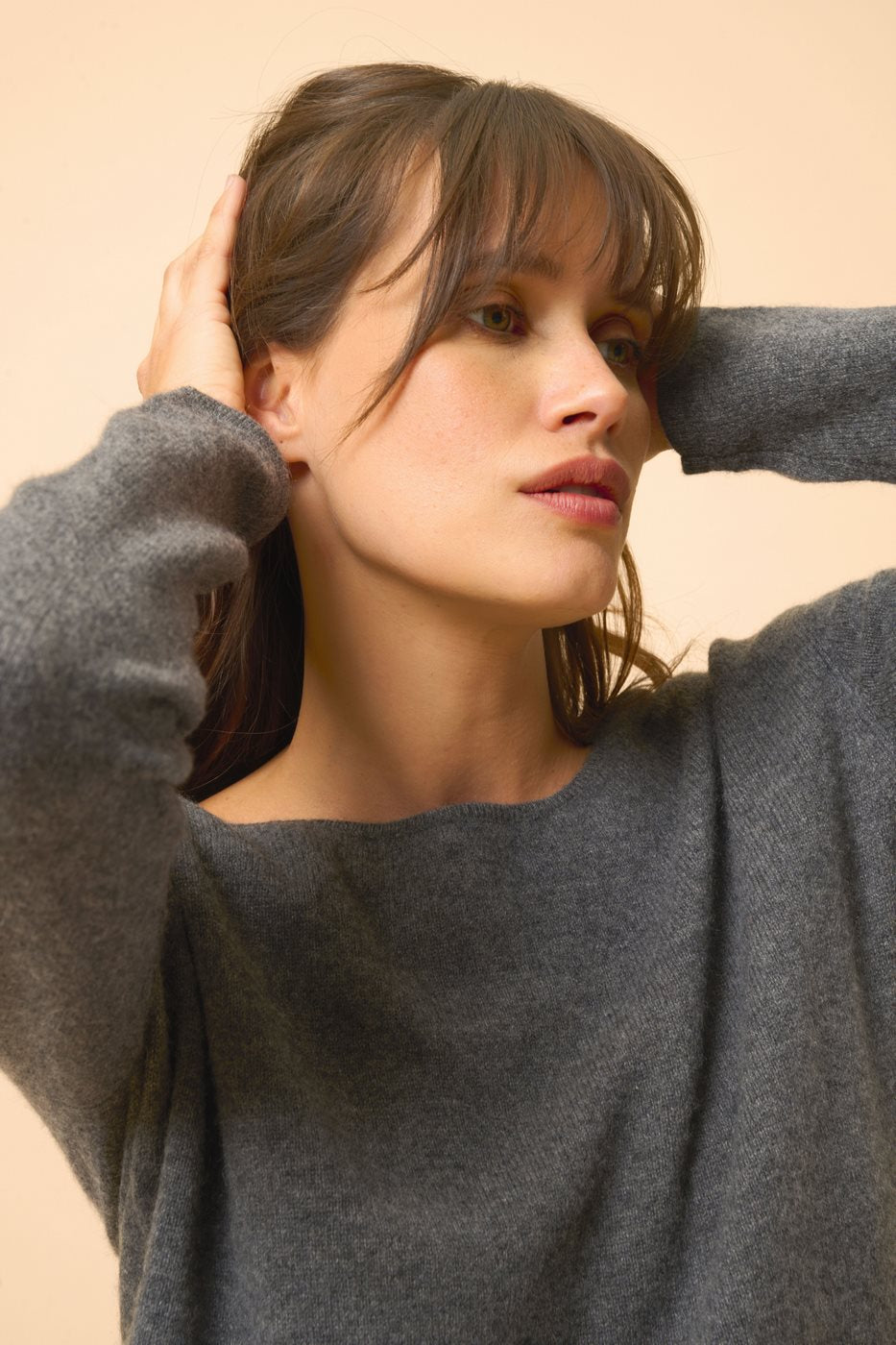 Boat-Neck Jumper - Fiona - Mottled Anthracite
