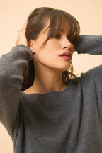Boat-Neck Jumper - Fiona - Mottled Anthracite