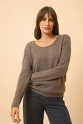 Boat-Neck Jumper - Fiona - Heathered Taupe