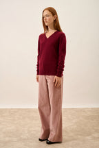 Jersey Cuello en V - Nora - Burdeos