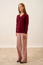 Jersey Cuello en V - Nora - Burdeos