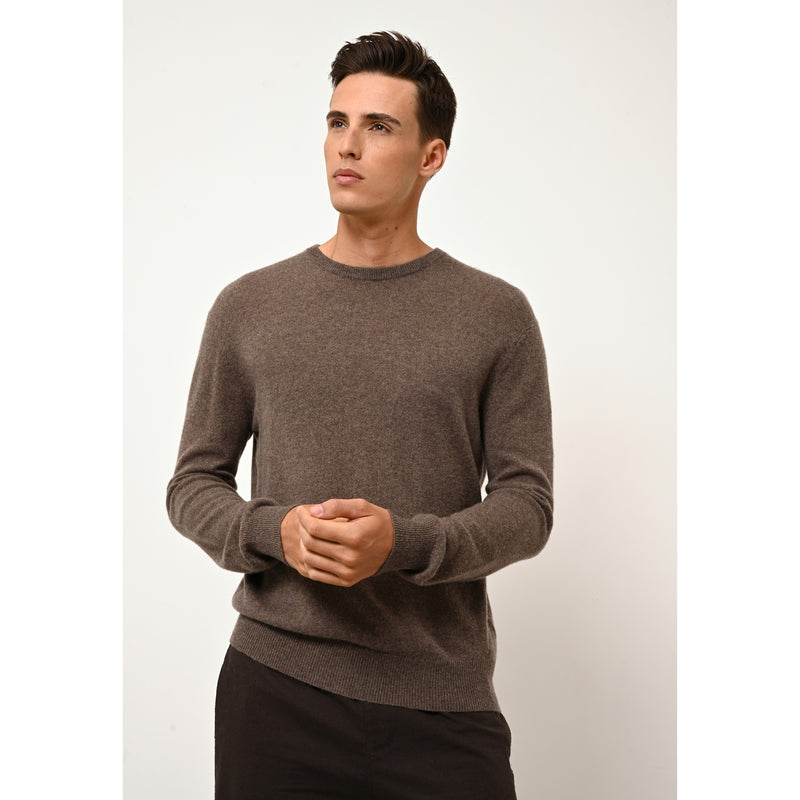 Pull Col Rond Howard - 100% Cachemire 2 Fils - Taupe Chiné - Homme