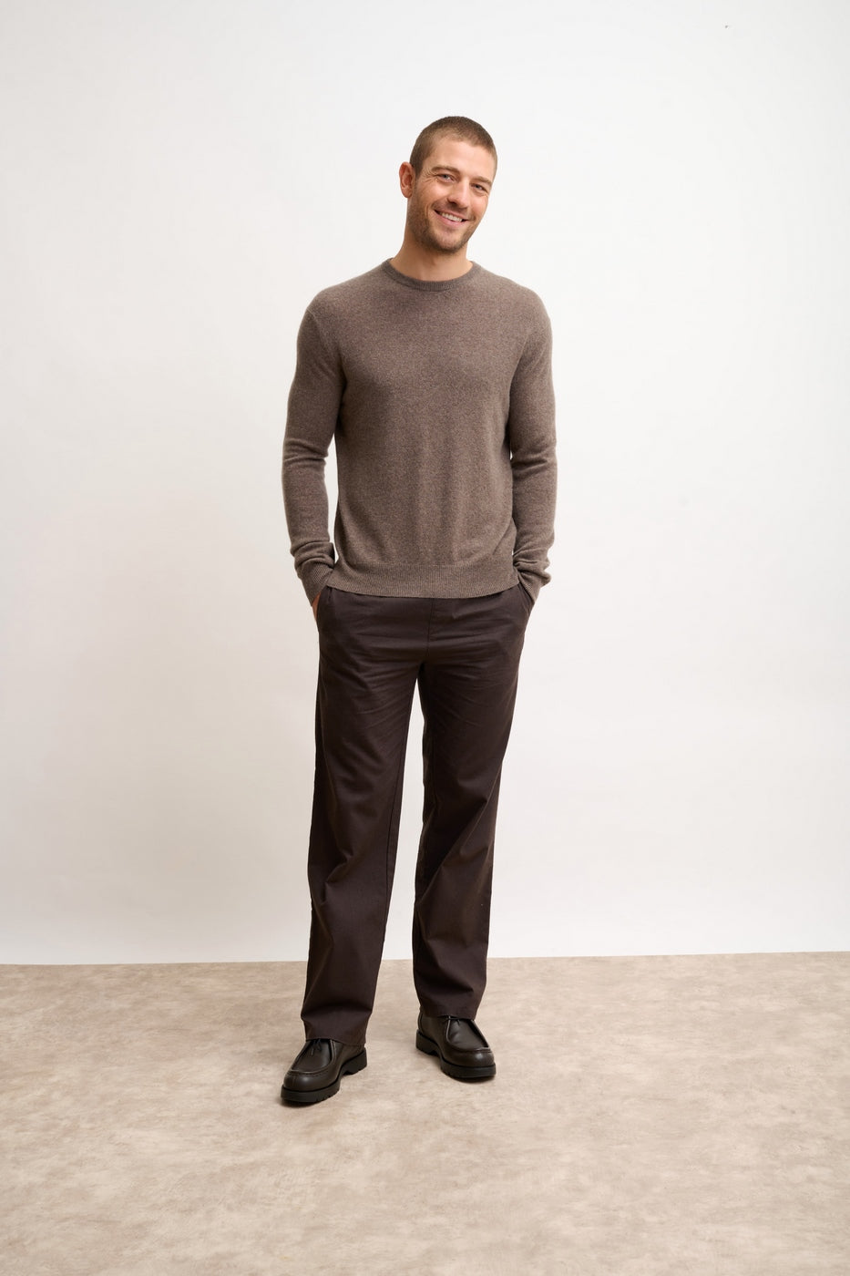 Jersey Cuello Redondo - Howard - Taupe Jaspeado