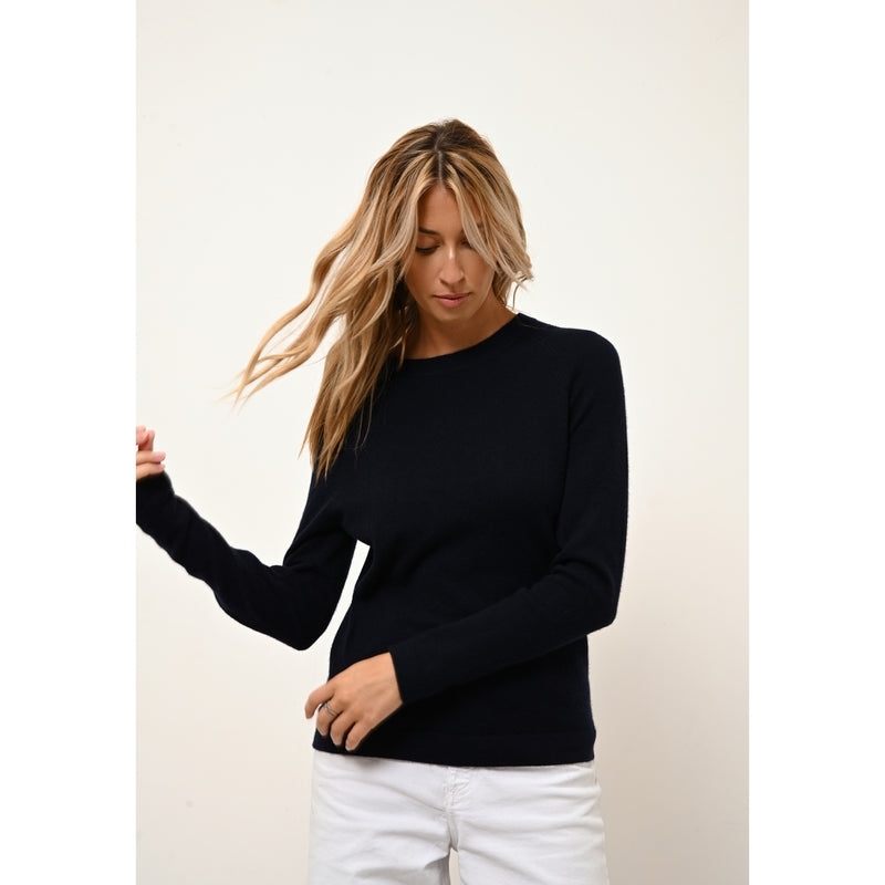 Pull Col Rond Jane - 100% Cachemire 2 Fils - Navy - Femme