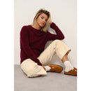 Cashmere  sudadera Just - Jane Bordeaux Jersey Cuello Redondo, 100% Cachemira, 2 Hilados, - Mujer