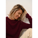 Cashmere  sudadera Just - Jane Bordeaux Jersey Cuello Redondo, 100% Cachemira, 2 Hilados, - Mujer