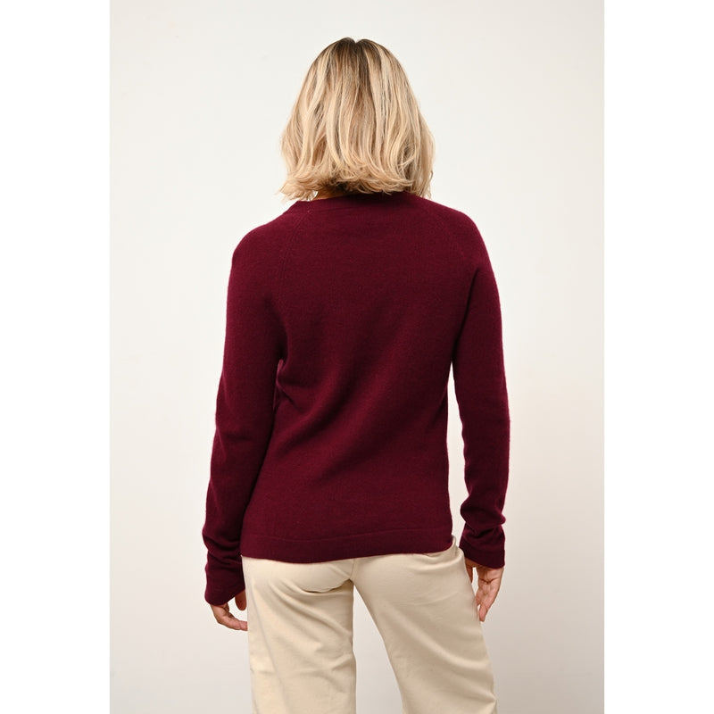 Cashmere  sudadera Just - Jane Bordeaux Jersey Cuello Redondo, 100% Cachemira, 2 Hilados, - Mujer