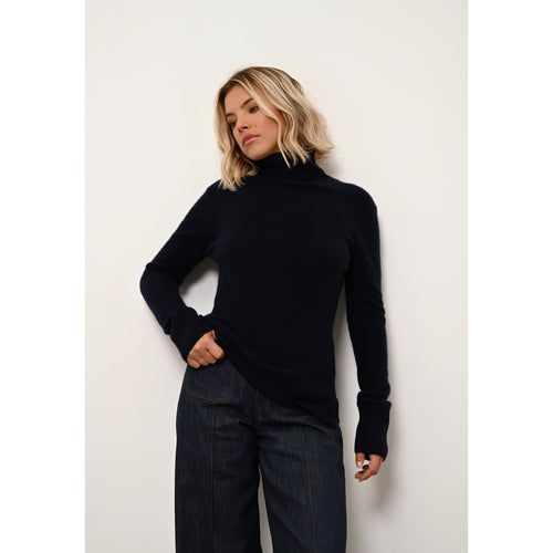 Just Cashmere - Pull Col Roulé Lexie - Navy - 100% Cachemire 2 Fils - Femme