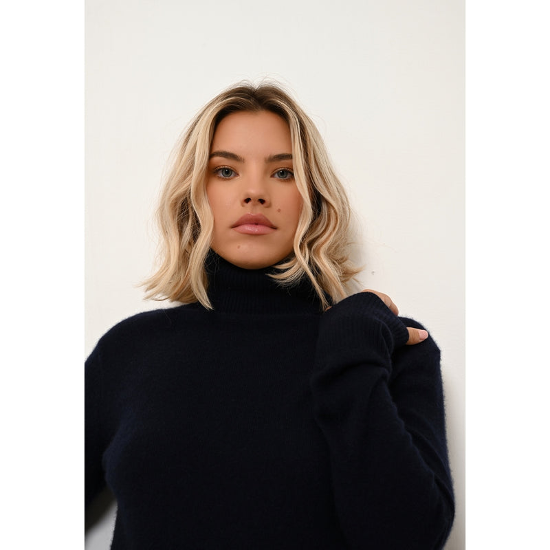 Just Cashmere - Pull Col Roulé Lexie - Navy - 100% Cachemire 2 Fils - Femme