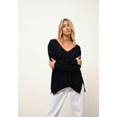 Just Cashmere - Pull Col V Devant Et Dos Opal Navy - 100% Cachemire - 2 Fils - Jersey - Femme