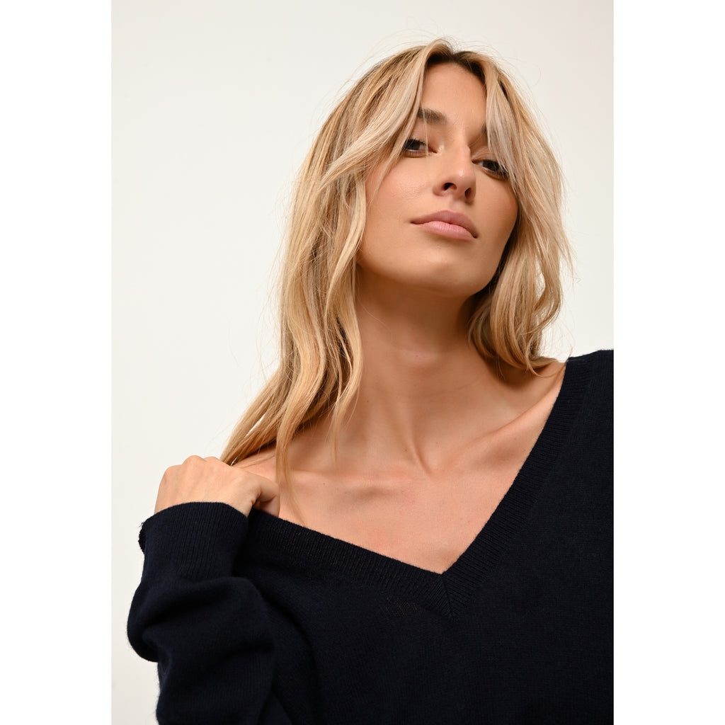 Jersey con cuello de pico por delante y por detrás - Opal - Navy