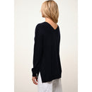 Cashmere  sudadera Just - Jersey Opal Azul Marino Cuello en V Delantero y Trasero - 100% Cachemira - 2 Hilados - - Mujer