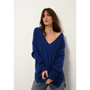 Just Cashmere - Pull Col V Devant Et Dos Opal Outremer - 100% Cachemire - 2 Fils - Jersey - Femme