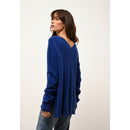 Cashmere  sudadera Just - Jersey Opal Ultramarino Cuello en V - 100% Cachemira - 2 Hilados - - Mujer