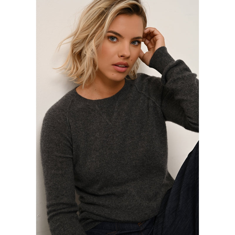 Just Cashmere - Pull Col Rond Helen - Anthracite ChinÉ - 100% Cachemire 2 Fils - Femme