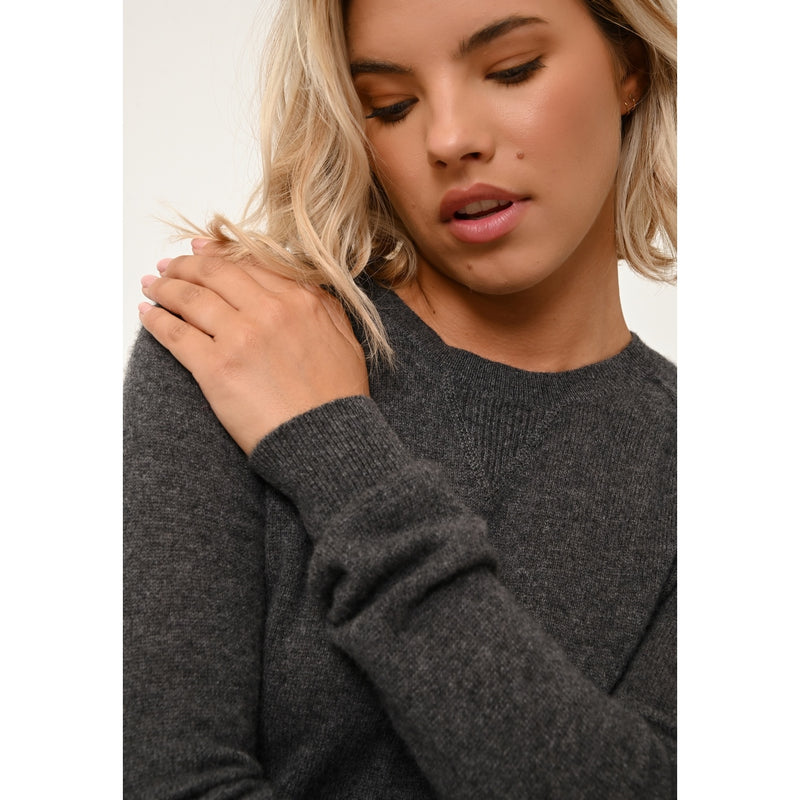 Just Cashmere - Pull Col Rond Helen - Anthracite ChinÉ - 100% Cachemire 2 Fils - Femme