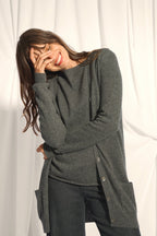 V-Neck Cardigan - Chelsea - Marl Anthracite