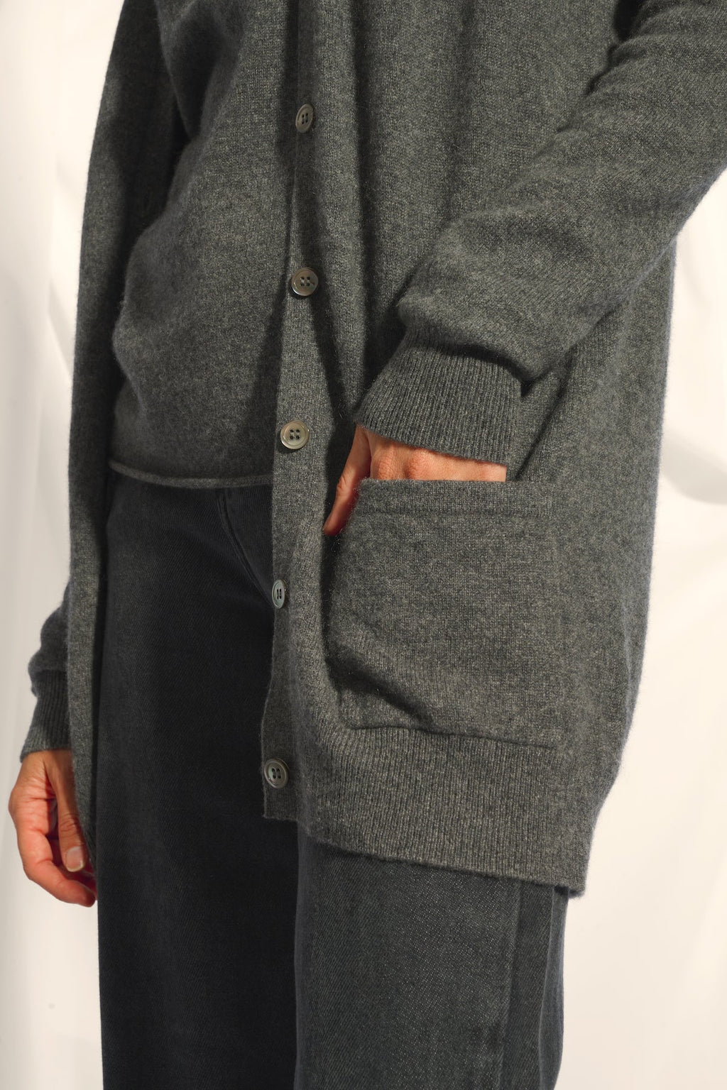 V-Neck Cardigan - Chelsea - Marl Anthracite