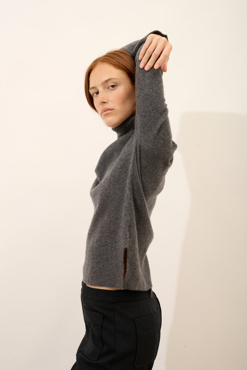 Pull Col Roulé - Lexie - Anthracite Chiné