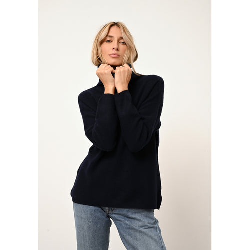 Pull Col Roulé Blantyre - 100% Cachemire 2 Fils - Navy - Femme