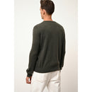 Pull Col Rond Howard - 100% Cachemire 2 Fils - Kaki Chiné - Homme