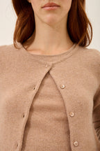 Round-Neck Cardigan - Katharine - Chiné Camel