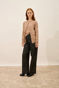 Round-Neck Cardigan - Katharine - Chiné Camel