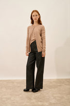 Round-Neck Cardigan - Katharine - Chiné Camel