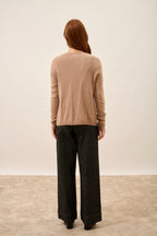 Round-Neck Cardigan - Katharine - Chiné Camel