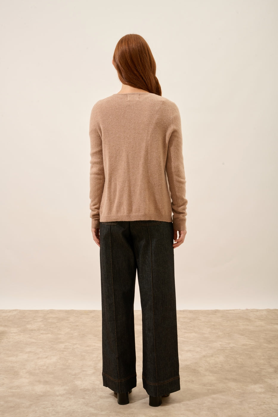 Round-Neck Cardigan - Katharine - Chiné Camel