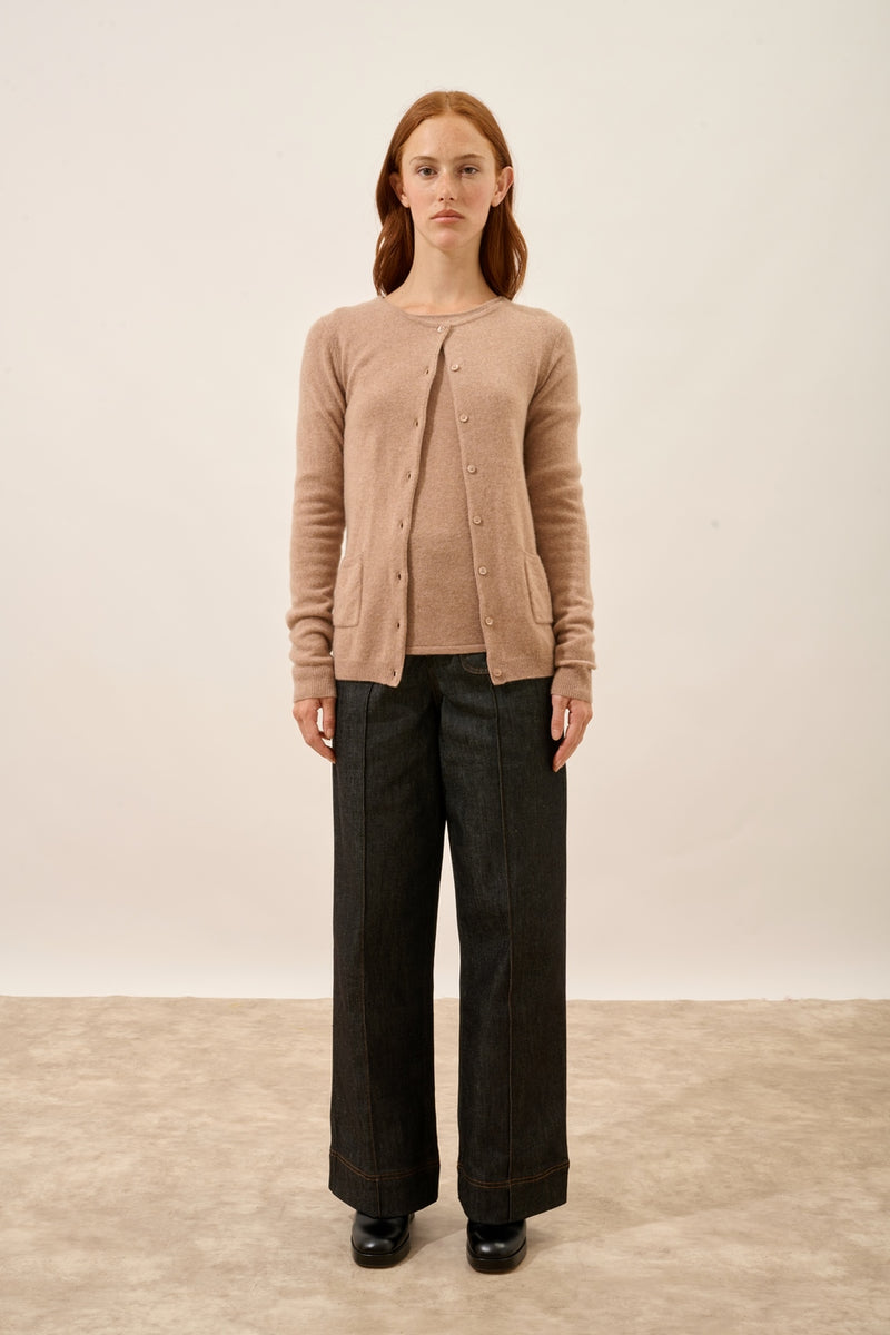 Cardigan Col Rond - Katharine - Camel Chiné