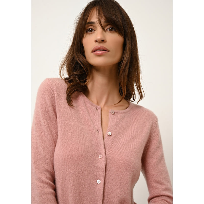 Just Cashmere - Cardigan Col Rond Katharine Bois De Rose - 100% Cachemire - 2 Fils - Jersey - Femme