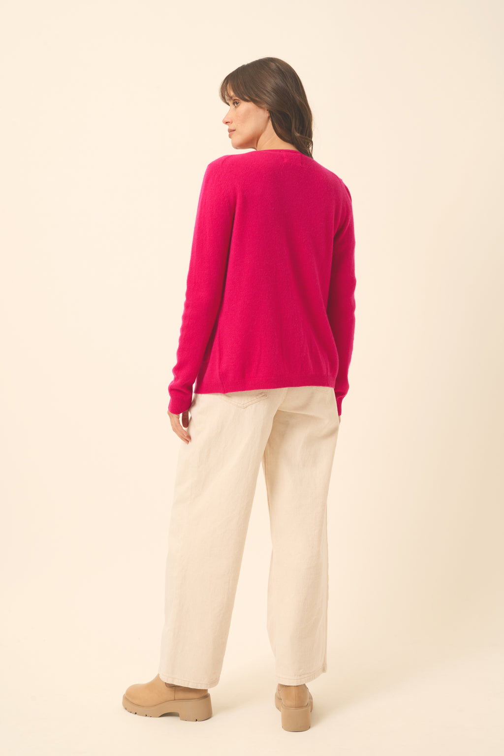 Cárdigan de Cuello Redondo - Katharine - Fucsia