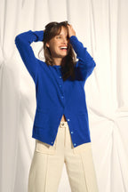 Round-Neck Cardigan - Katharine - Ultramarine