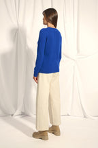 Round-Neck Cardigan - Katharine - Ultramarine