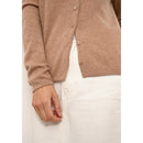 Cashmere  sudadera Just - Cardigan Cuello en V Norma Camel Chiné - 100% Cachemira - 2 Hilados - - Mujer