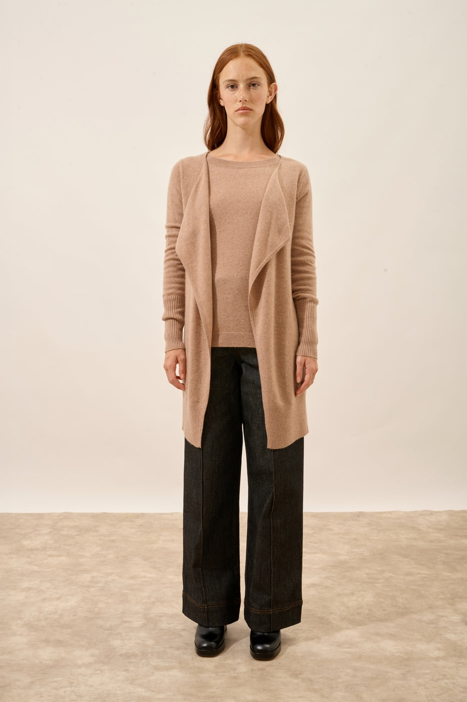 Chaqueta Larga - Brooke - Camel Jaspeado