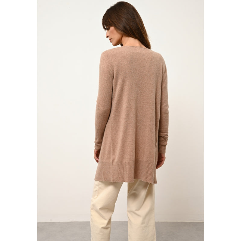 Just Cashmere - Veste Longue Brooke Camel Chiné - 100% Cachemire - 2 Fils - Jersey - Femme