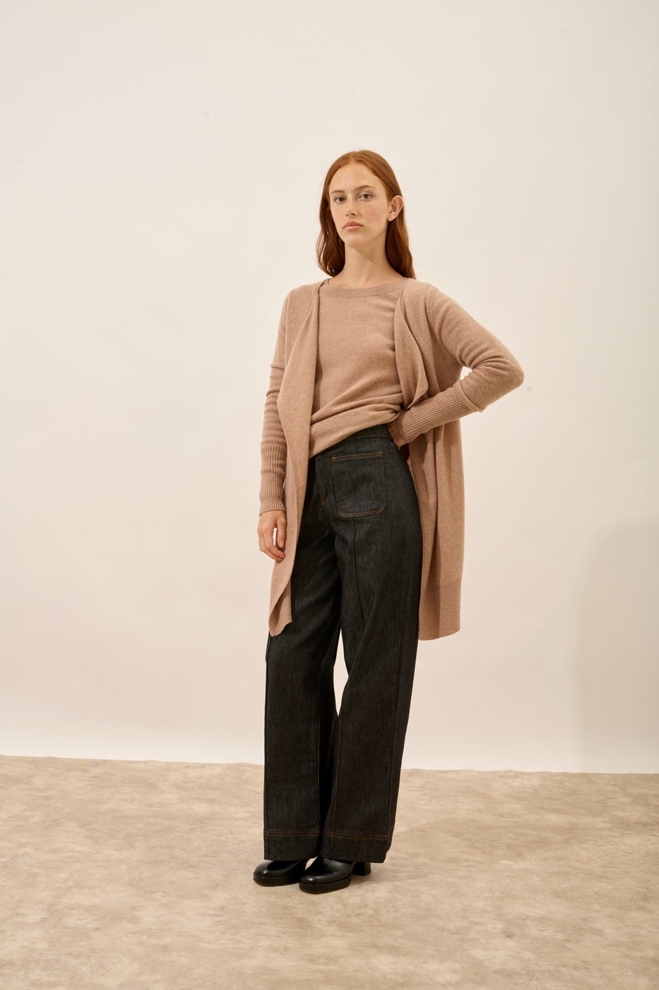 Chaqueta Larga - Brooke - Camel Jaspeado