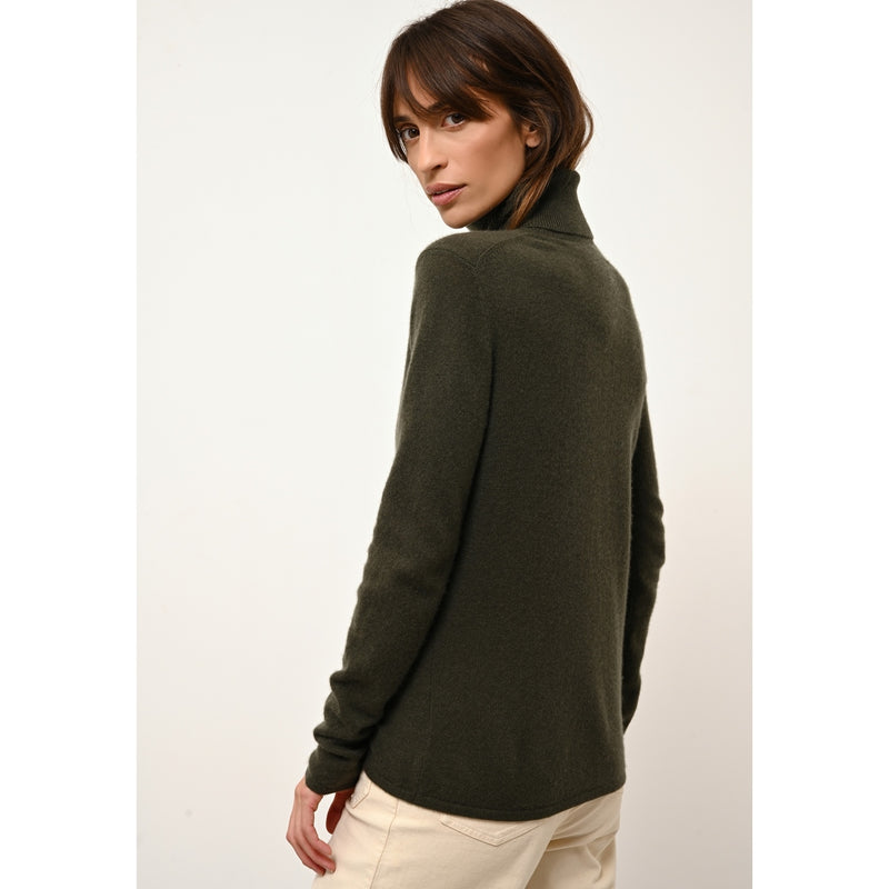 Pull Col Roulé Ava - 100% Cachemire 2 Fils - Kaki - Femme