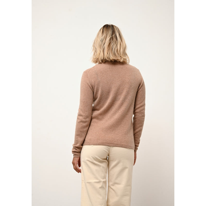 Cashmere  sudadera Just - Jersey de cuello alto Ava Camel Chiné - 100% Cachemira - 2 Hilados - - Mujer