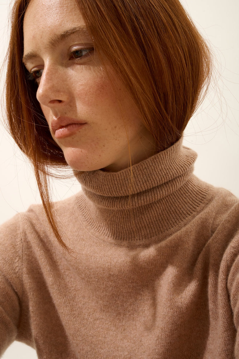Pull Col Roulé - Ava - Camel Chiné