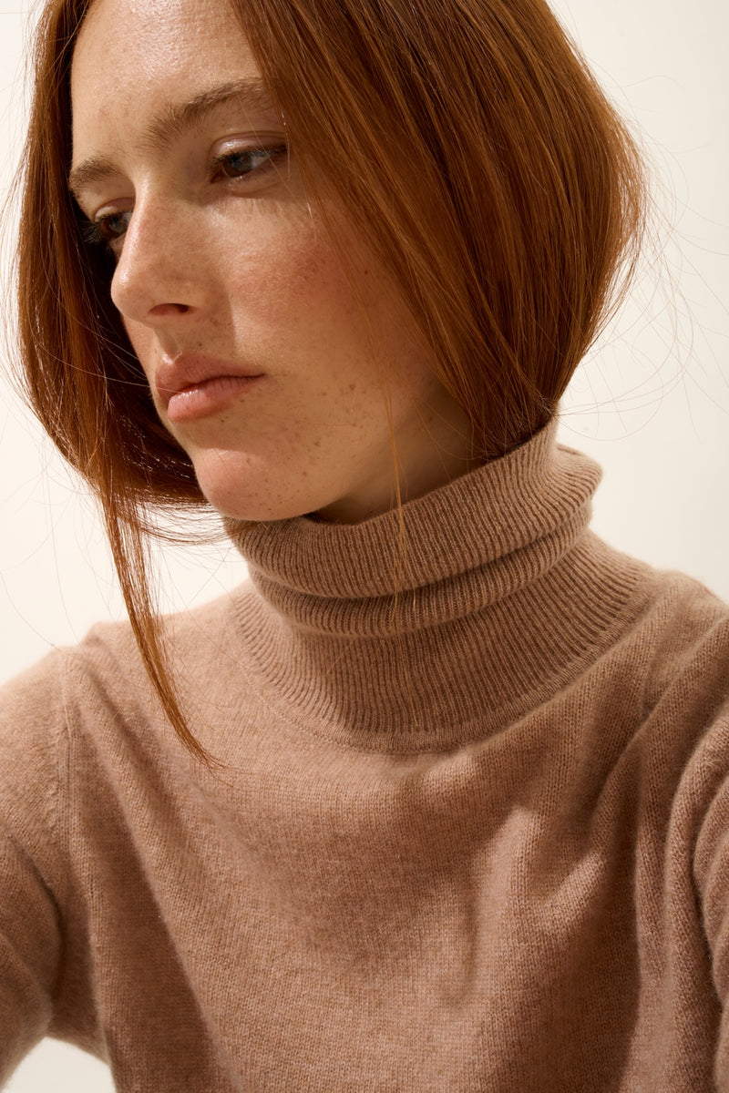 Pull Col Roulé - Ava - Camel Chiné