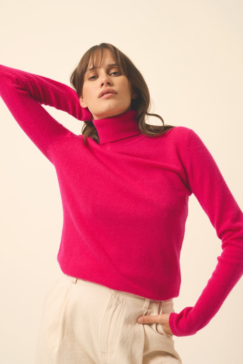 Roll Neck Jumper - Ava - Fuchsia