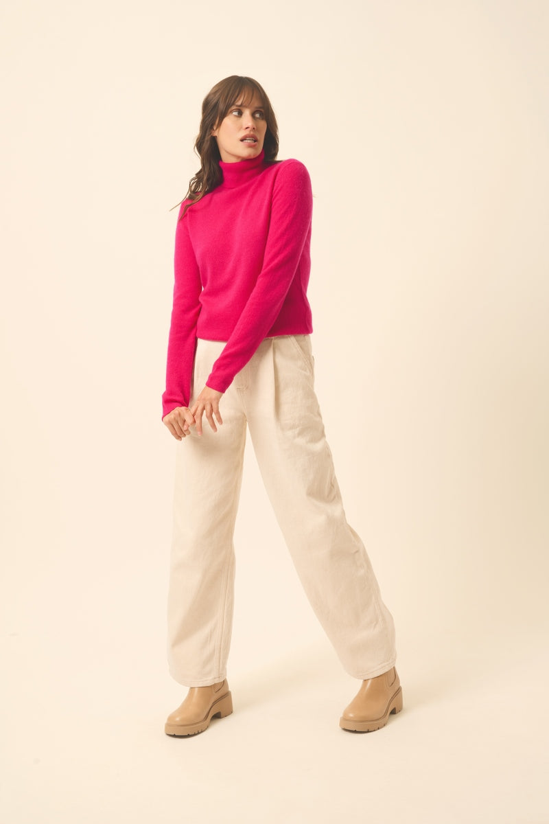 Roll Neck Jumper - Ava - Fuchsia