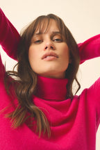 Roll Neck Jumper - Ava - Fuchsia