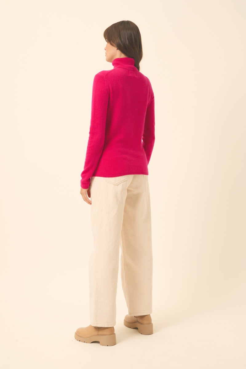 Roll Neck Jumper - Ava - Fuchsia