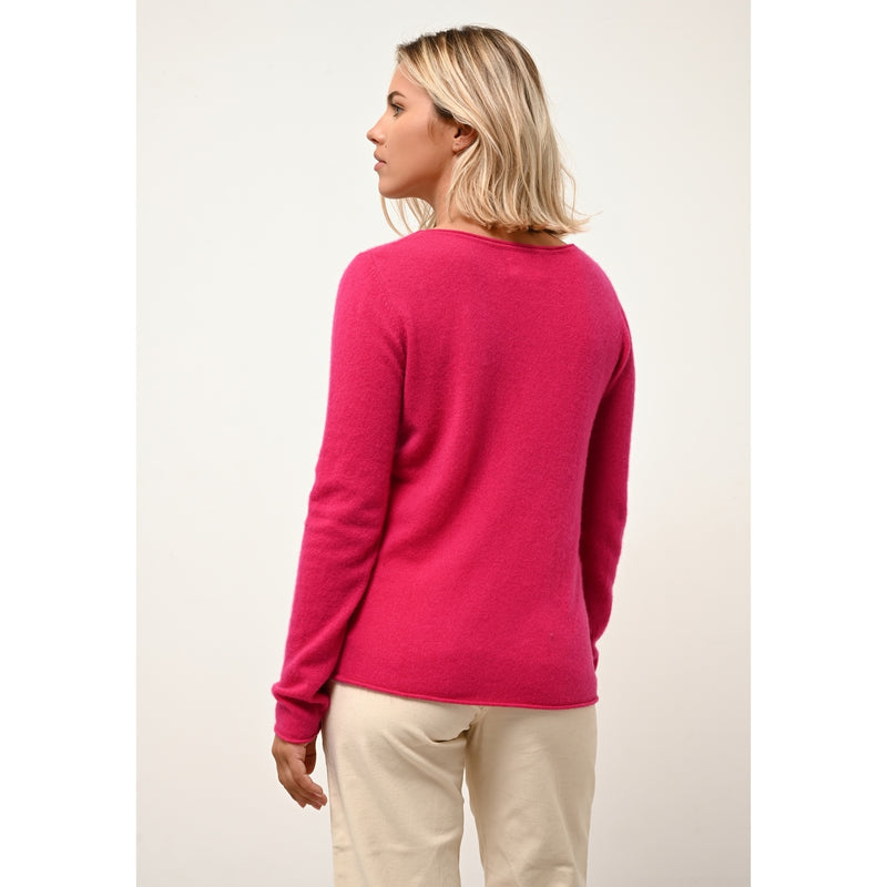 Pull Col Bateau Grace - 100% Cachemire 2 Fils - Fuchsia - Femme