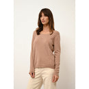 Jersey con cuello barco - Fiona - Camello jaspeado