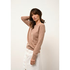 Jersey Cuello Barco Espalda Abierta - Abigail - Camel Vigoré
